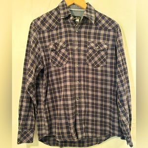 Duke’s Sportswear Plaid Cotton Flannel Pearl Snap Long Sleeve Med